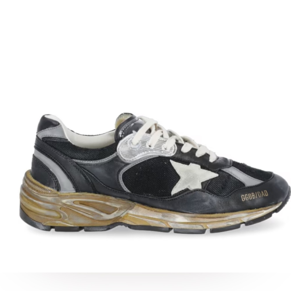Golden Goose Men Running Dad Star Sneakers Black White Auth